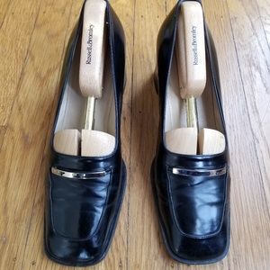 Gucci black leather mid-heel pumps